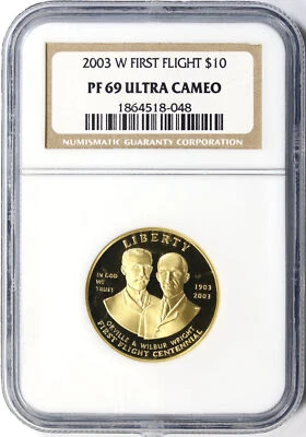 2003-W Proof First Flight $10 Gold Commemorative NGC PF69UCAM - Image 1 of 4