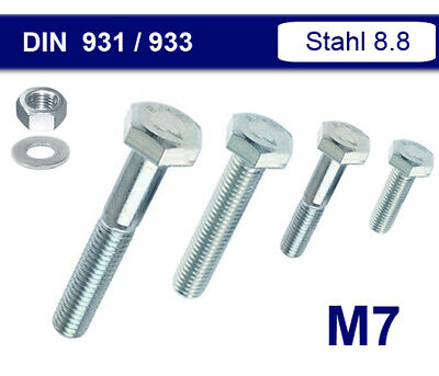 M7 Sechskantschrauben Außensechskant - Länge 12-60mm - Schrauben DIN 933 / 931 • 4.94€