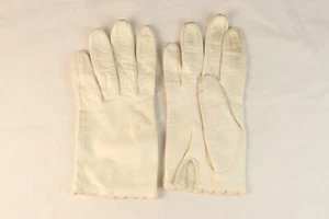 Vintage Fownes Guantes Cortos Blanco Crema Cuero Damas Sin Forro Talla 7 Suave Delgado - Imagen 1 de 5