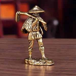 Brass Old Farmer Sand Table Micro Landscape Model Succulent Bonsai Decoration - Picture 1 of 8