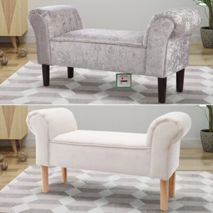 Upholstered Window Seat Bed End Bench Bedroom Living Room Wall Side Chair Stool - Picture 1 of 10
