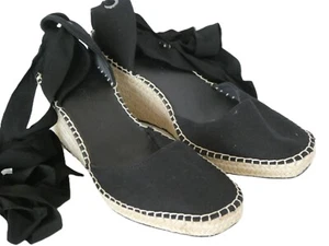 ASOS black wedge espadrilles, leg laces, VGC UK6 - Picture 1 of 2