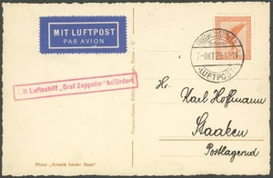 ZEPPELINPOST 1929, Schlesienfahrt, Auflieferung Friedrichshafen (7.Okt.29), - Bild 1 von 2