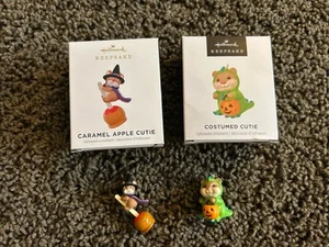 Hallmark Keepsake Ornament Halloween Caramel Apple & Costumed Cutie miniature - Picture 1 of 2