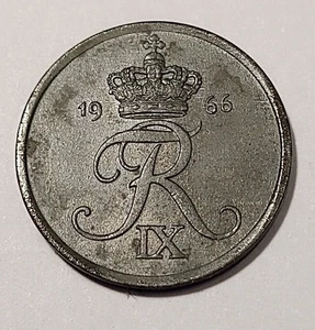 * Denmark * 2 öre  * 1966  *Zinc *  Cond.  1 +* - Picture 1 of 2