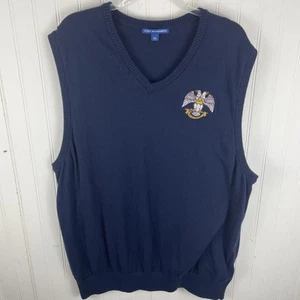 Port Authority Mens Cotton Blue V-Neck Sweater Vest 32nd Degree Freemason XXL - Picture 1 of 10