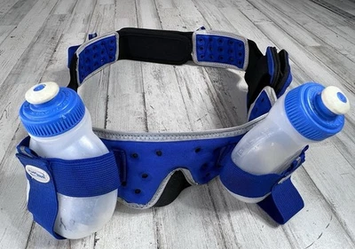 Cinturón de Hidratación para Correr FuelBelt 4x Botellas y Bolsa Azul Talla L Triatlón Foto 1 de 4