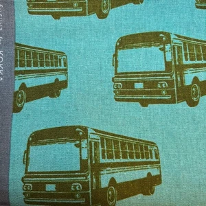 Etsuko Furuya echino Bus Print Fabric 150cm Cotton Quilting Retro Japan - Picture 1 of 3