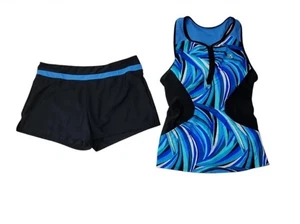 Costume da bagno ZeroXposur donna taglia S scuba Tankini 2 pezzi pantaloncini da bagno top racerback - Foto 1 di 16