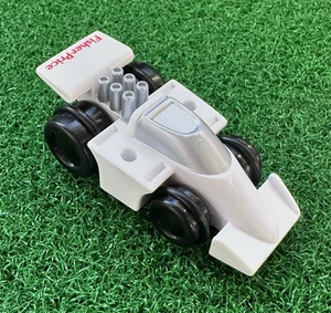 1992 Fisher Price Flip Track White Silver Indy Race Car Spoiler F-P 3" Preowned - Picture 1 of 10