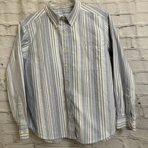 L.L. Bean Men’s Button Down Oxford Shirt Blue Multicolored Stripes Large Petite - Picture 1 of 11