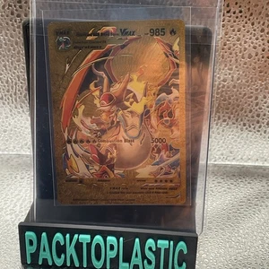 Charizard Ash Bond Form V max Tarjeta Dorada Fan Art Exhibición Combustión Explosión Fuego P1 - Imagen 1 de 2