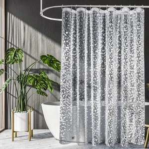 Clear Shower Curtain Liner 72 x 72 inch,EVA 3D Cobblestone Weighted Plastic B... - Picture 1 of 7