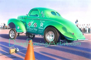 New York's "S&S Speed Shop" 41 Willys.. Drag Racing Print by David Carl Peters - Picture 1 of 1