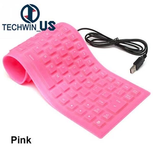 Portable 85Key Keyboard Silicone Waterproof Soft Flexible Foldable for Laptop PC - Picture 1 of 17