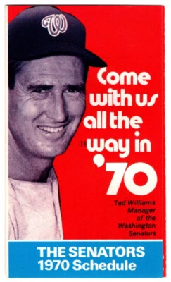 1970 WASHINGTON SENATORS pocket schedule TED WILLIAMS baseball - Image 1 of 2