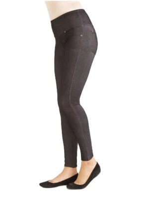 NWT RUBY RIBBON BLACK DENIM LEGGINGS LEGGINGS W/ INTOMI TUMMY CONTROL BAND - Image 1 of 4