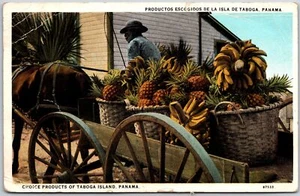 1928 Choice Products Taboga Island Panama Fruits In Big Cart Posted Postcard - Picture 1 of 2