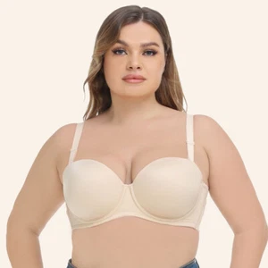 Uk Women's Strapless Full Figure Bra Underwire Support Multiway Plus Size Bra - Picture 1 of 24