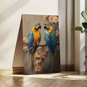 Pintura al óleo guacamayo loro impresa sobre lienzo, decoración de arte de pared para sala de estar del hogar, 02 - Imagen 1 de 9
