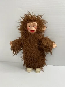 Vintage Gummi Gesicht Affe Schimpanse Plüschtier 22 Zoll braune Haare * SIEHE BILDER - Bild 1 von 22