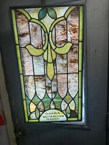 Antique Stained Leaded Glass Window Classroom Teacher Mrs. Millikin 4th Grade - Picture 1 of 10