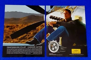 2005 BREITLING NAVITIMER WRISTWATCH 2 PG PRINT AD JOHN TRAVOLTA ON WWII FIGHTER - Picture 1 of 1