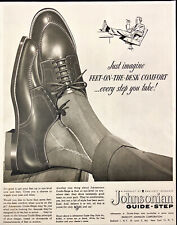 1955 Johnsonian Guide-Step Shoes Vintage Print Ad Feet On The Desk Comfort
