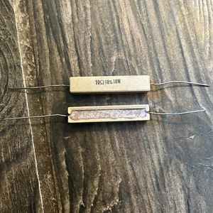 Two Vintage Radio Shack Ceramic Cement Power Resistor 10 Ohm 10% 10W Axial Leads - Picture 1 of 6