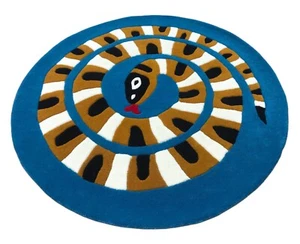 Wool Snake Round Modern Rugs Handcraft Cut Pile Rug Abstract Design Braided - Picture 1 of 5