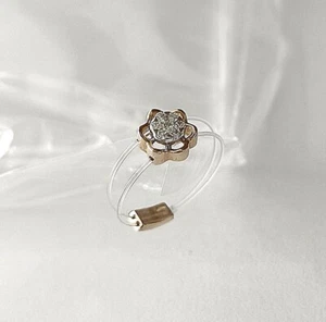 Natural Diamond Flower Design Rose Gold ring with Invisible Silicon Band for her - Picture 1 of 12