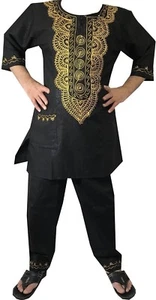 Dashiki Men's Shirt African Ethnic Rayon Brocade traditional 3pcs set One Size - Picture 1 of 2