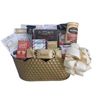 Elegant Golden Gourmet Gift Basket for All Occasions, Thank You, Corporate Gifts - Picture 1 of 6