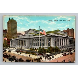 Postal de colección Biblioteca Pública de la Ciudad de Nueva York parte posterior dividida sin publicar - Imagen 1 de 2