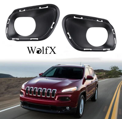 Fog Lights Black Covers Bezels For 2014 2015 2016 2017 2018 Jeep Cherokee LH+RH - Imagem 1 de 4