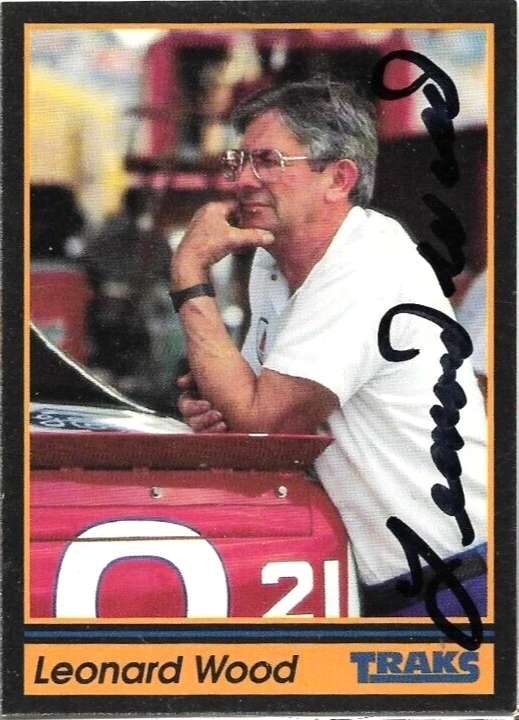 @@NASCAR Leonard Wood signed 1991 TRAKS racing card auto #91 HOF@2 - Image 1 of 1