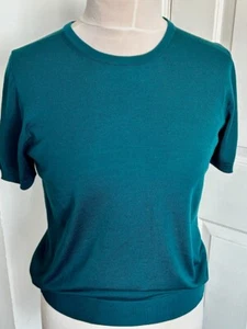 vintage 90s Jumper Blue Size S Johnstons Elgin Teal Preppy Classic Y2K - Picture 1 of 11