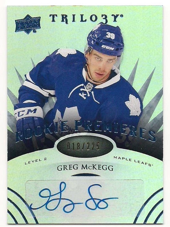 Greg McKegg 14-15 UD TriLogy Rookie Premieres Level 2 Autograph Signature /225 - Image 1 of 1