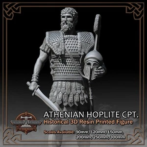 Greek Athenian Hoplite Captain - 3D Resin Print Figure Kit - Scale 90mm to 300mm - Picture 1 of 16
