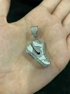 1.50 Ct Round Cut Moissanite Sports Shoe Charm Men's Pendant Pure 925 Silver - Picture 1 of 3