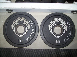 10lb. "RELENTLESS" OLYMPIC WEIGHT PLATES BodyBuilding Fitness WEIGHTLIFTING gym - Picture 1 of 2