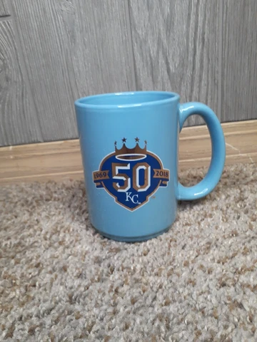 KANSAS CITY ROYALS BASEBALL 50TH YEAR 1969-2018 BLUE SUBWAY COFFEE MUG/CUP MLB Cover