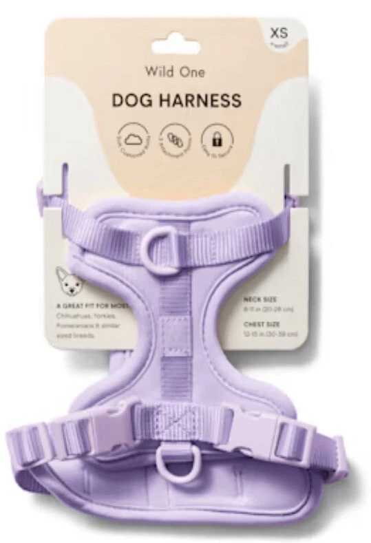 Wild One Dog Harness Collar Leash & Poop Bag MEDIUM Purple ALL L K