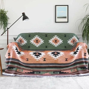 Nordic Style Boho Throw Blanket Knitted Tassel Sofa Bed Chair Blanket Geometric - Picture 1 of 12