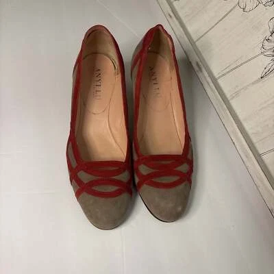 Zapatos de salón Anyi Lu para mujer 8,5 cuero beige y naranja, hechos a mano en Italia. Foto 1 de 4