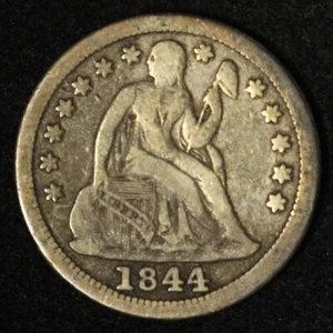 1844 10c Seated Liberty Dime - Free Shipping USA - Picture 1 of 3