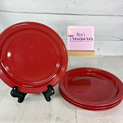 Mainstays RAINFOREST RED SEDONA Embossed Ring Stoneware Salad Lunch Plates Set 4 - Image 1 of 4