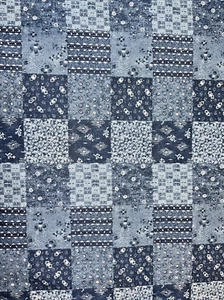44" VTG Denim Blue Cotton Patchwork Fabric - Picture 1 of 2