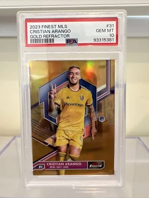 PSA 10 CRISTIAN ARANGO 2023 Finest Major League Soccer Real Salt Lake Gold 43/50 - Image 1 of 2
