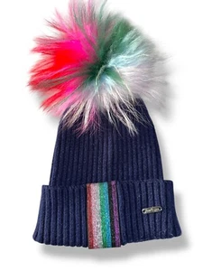 BARI LYNN Beanie Mütze Bunt Bommel Multi Navy One Size - Bild 1 von 7